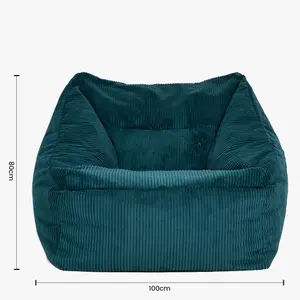 icon Morgan Corduroy Armchair Bean Bag and Footstool Set Teal Green Giant Bean Bag Chair