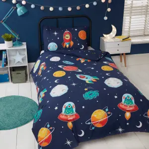 Space and Aliens Glow in the Dark Duvet Cover Set