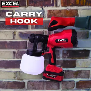 Excel 18V Cordless 1000ml Spray Gun with 2 x 5.0Ah Battery & Charger