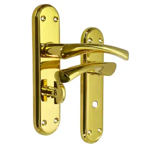 Genova Door Handles Brass Twist Lever Bathroom Lock Marina Backplate