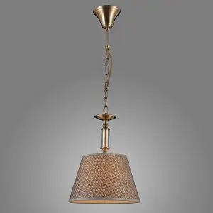 Luminosa Classic Hanging Pendant Antique Bronze 1 Light  with Grey Shade, E14