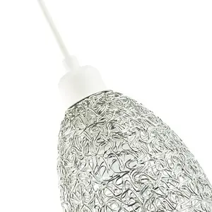 Industrial and Contemporary Twisted Wire Mesh Metal Light Shade in Shiny Silver