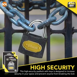 2 Heavy Duty Padlocks With Keys 40mm, Padlocks Outdoor Heavy Duty Weatherproof Ideal for Shed, Fence, Garage