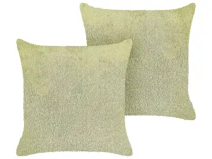 Set of 2 Cushions PILEA Faux Fur 45 x 45 cm Solid Light Green