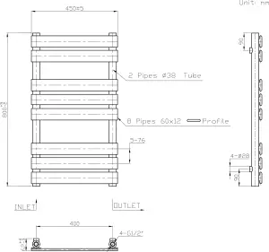 Right Radiators 800x450 mm Designer Flat Panel Heated Towel Rail Radiator Bathroom Warmer Heating Chrome