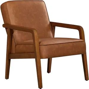 Yaheetech Dark Light Brown Upholstered Faux Leather Armchair