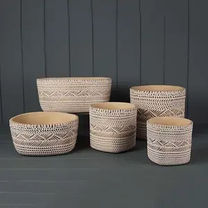 The Satchville Gift Company Cement Basket Pot D18cm