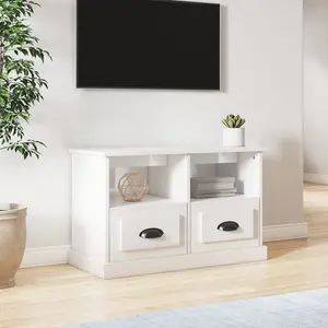 Berkfield TV Cabinet High Gloss White 80x35x50 cm Engineered Wood