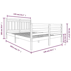 Berkfield Bed Frame Solid Wood 140x200 cm 4FT6 Double