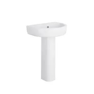 Rinse Bathrooms 550mm White Bathroom Ceramic Basin Sink & Full Pedestal