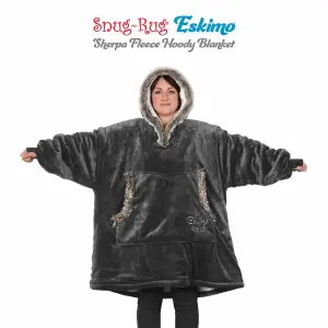 Snug Rug Eskimo - Slate Grey Wearable Blanket Oversized Hoodie Blankets for Adults Hooded