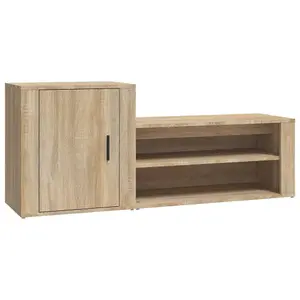 Berkfield Shoe Cabinet Sonoma Oak 130x35x54 cm Engineered Wood