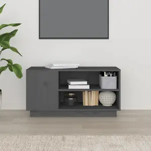 Berkfield TV Cabinet Grey 80x35x40.5 cm Solid Wood Pine