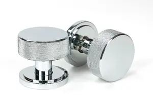 From The Anvil Polished Chrome Brompton Mortice/Rim Knob Set (Art Deco)