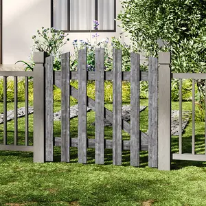 Grey Coated Wooden Garden Gate Freestanding Outdoor Picket Fence Gate W 90cm W 90cm