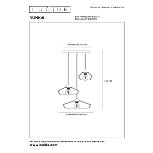 Lucide Yunkai Cottage Cluster Pendant Light 60cm - 3xE27 - Light Wood