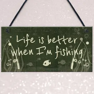 Red Ocean Funny Fishing Gift Fisherman Sign Garden Shed Man Cave Plaque Gift For Grandad Dad Son