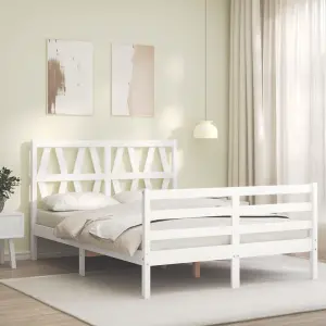 Berkfield Bed Frame with Headboard White 140x200 cm Solid Wood