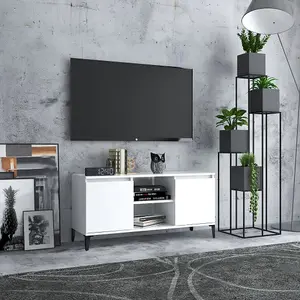 Berkfield TV Cabinet with Metal Legs White 103.5x35x50 cm