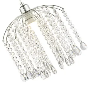 Waterfall Pendant Lamp Shade with Clear Acrylic Droplets and Chrome Metal Frame