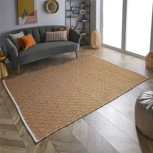 The Rug Seller Ochre Brittany Rug For Living Room - Extra Large 200x290cm