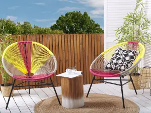 Set of 2 Garden Chairs ACAPULCO PE Rattan Yellow