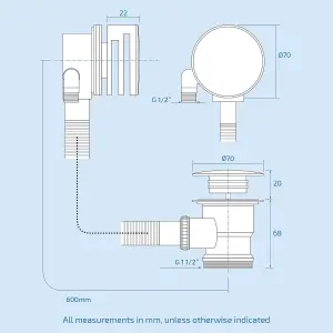 2 Dial 2 Way Round Thermostatic Concealed Valve Diverter & Shower Handset & Bath Filler Waste