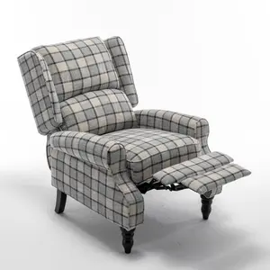 Wing Back Recliner Armchair Pushback Fabric