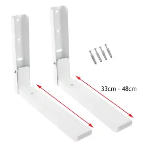 SPARES2GO Universal Extendable Wall Mounting Brackets for Microwave (White)