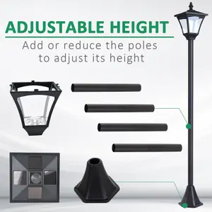 Outsunny Outdoor Garden Solar Light with Base Freestanding Energy-saving Optical