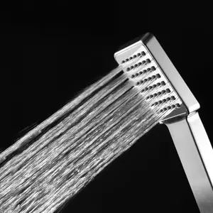 ENKI Traditional Chrome Square Handheld Shower Head with Hose & Wall Bracket EH008