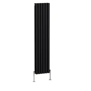 Right Radiators 1600x354mm Vertical Double Oval Column Designer Radiator Black