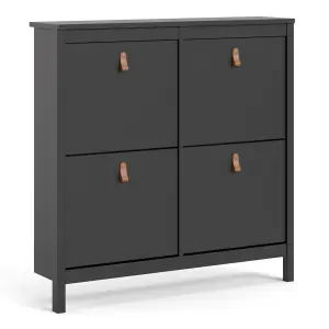 Barcelona Shoe cabinet 4 compartments in Matt Black