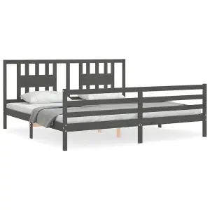 Berkfield Bed Frame with Headboard Grey 200x200 cm Solid Wood