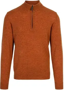 House Of Bruar Men's Country Lambswool T-Zip Jumper - Warm Ginger