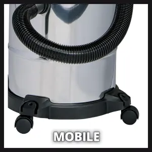 Einhell Electric Wet And Dry Vacuum Cleaner 15L Steel Tank 1250W Castor Wheels TC-VC 1815 S Corded Electric