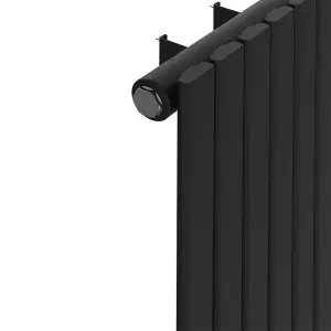 Rinse Bathrooms Vertical Radiators 1600x408mm Flat Panel Column Designer Radiator Black Single Radiators Central Heating