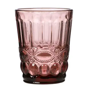 Set of 2 Vintage Luxury Rose Quartz Drinking Glass Whiskey Glass Tumblers 240ml