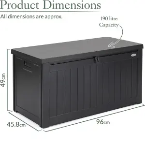 Waterproof Garden Box Plastic Outdoor Storage Utility Chest 190L Christow