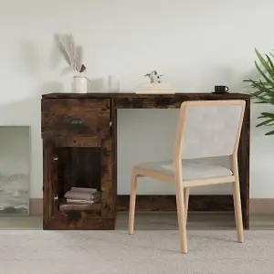 Berkfield Desk with Drawer Smoked Oak 115x50x75 cm Engineered Wood