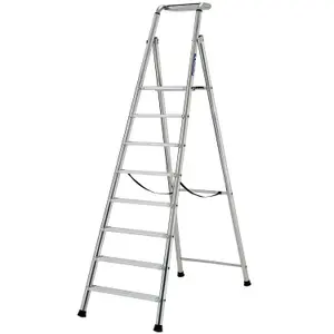 1.9m MAX STABILITY Platform Step Ladders - 8 Tread Anti-Slip Aluminium DIY Steps