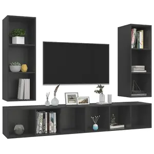 Berkfield Wall-mounted TV Cabinets 4 pcs Grey Engineered Wood