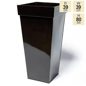 Primrose Mocha Brown Large Patio Zinc Tall Flared Square Outdoor Planter 80cm