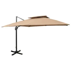 Berkfield Cantilever Umbrella with Double Top 300x300 cm Taupe