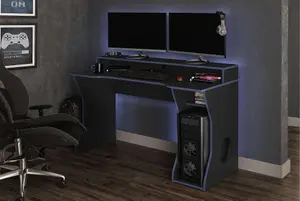 Enzo Gaming Computer Desk Black & Blue