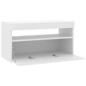 Berkfield TV Cabinet with LED Lights White 75x35x40 cm