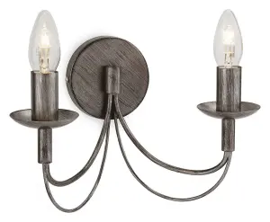 Luminosa Regency 2 Light Indoor Candle Wall Light Antique Silver, E14