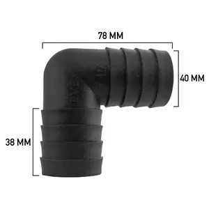 40mm (1.5") pond corrugated flexible pipe/hose elbow connector +2 x matching double wire hose clips