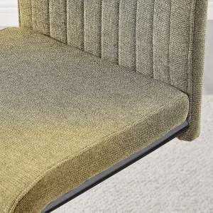 Furniturebox UK Lorenzo 2x Sage Green Fabric Black Leg Dining Chair