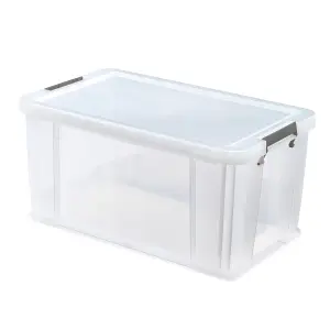 Whitefurze Allstore Heavy duty Clear 54L Large Plastic Stackable Storage box with Lid